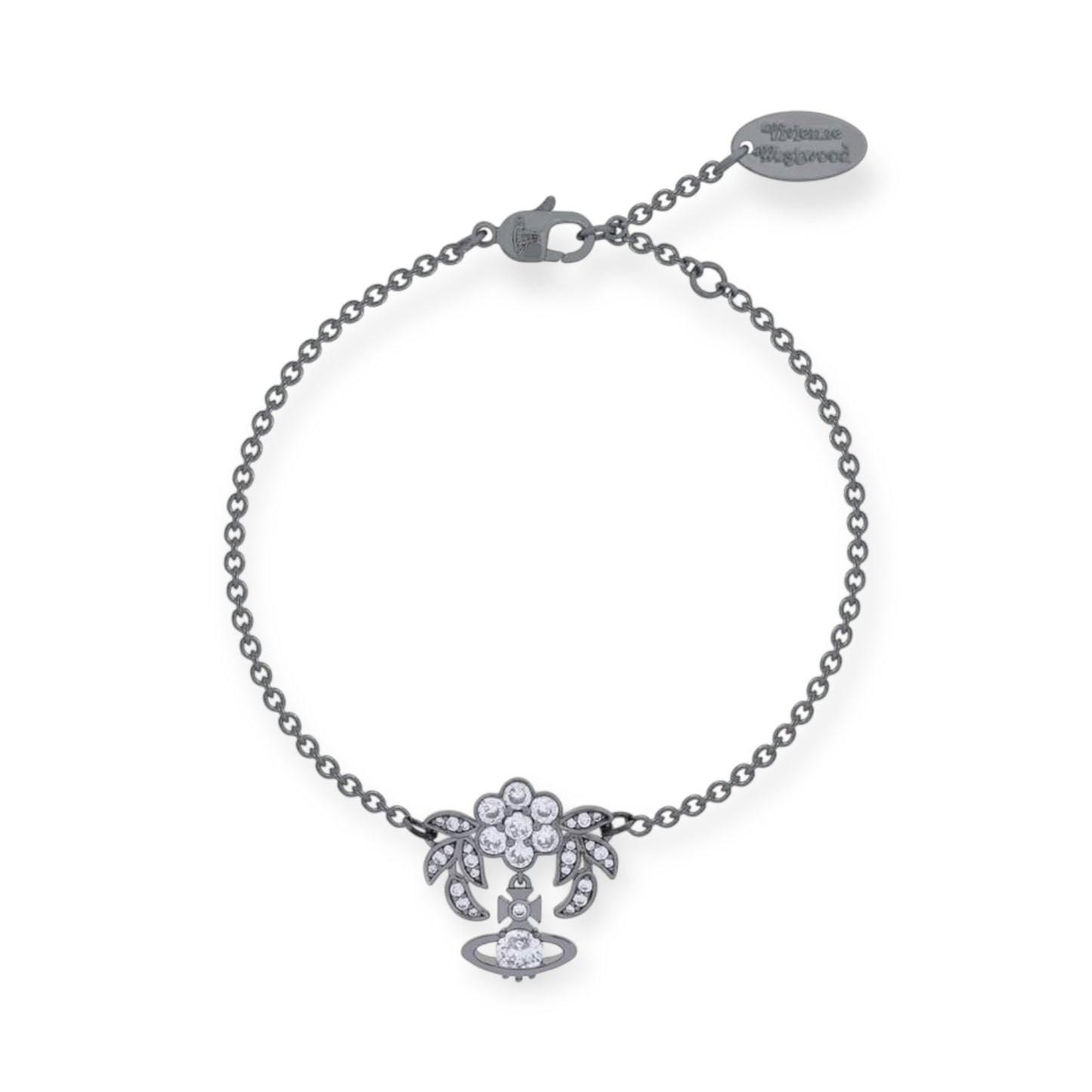 Flower Studded Leaves Mini Gem Orb Hanging Pendant Bracelet (4 Colors)