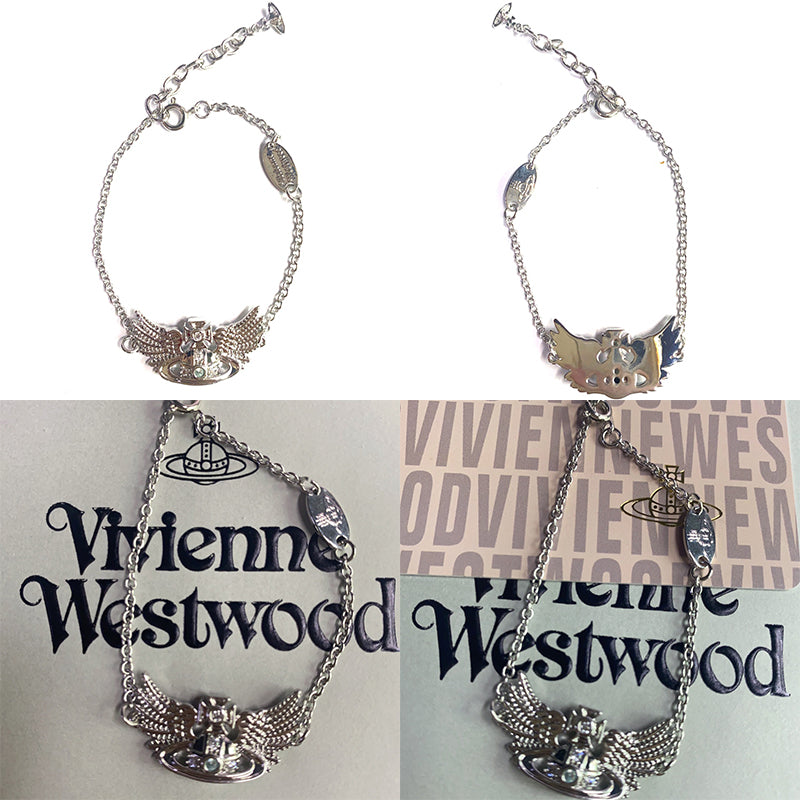 Angel Wings Design Silver Orb Pendant Bracelet