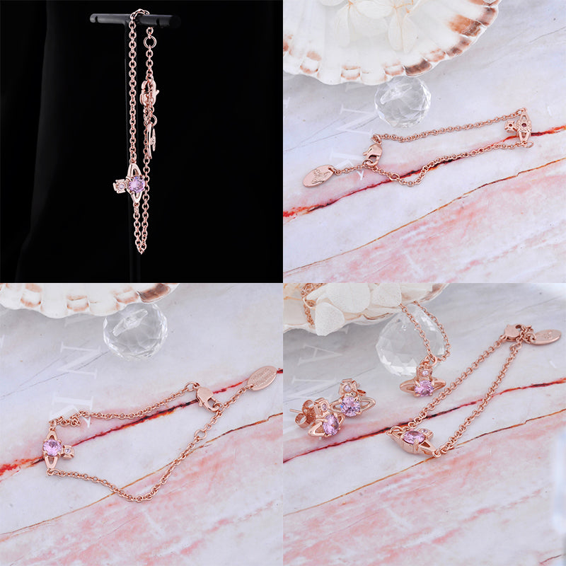 Mini Gem Stud Orb Pendant Bracelet (5 Colors)