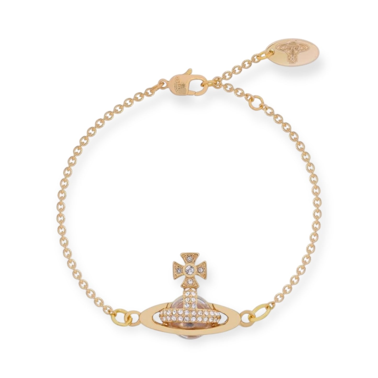 2D Gem Studded Clear Orb Pendant Gold & Silver Bracelet (2 Colors)