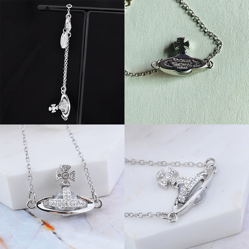 2D Gem Studded Clear Orb Pendant Gold & Silver Bracelet (2 Colors)