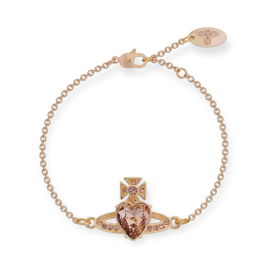 Princess Heart Shaped Gemstone Studded Orb 2D Pendant Bracelet (5 Colors)