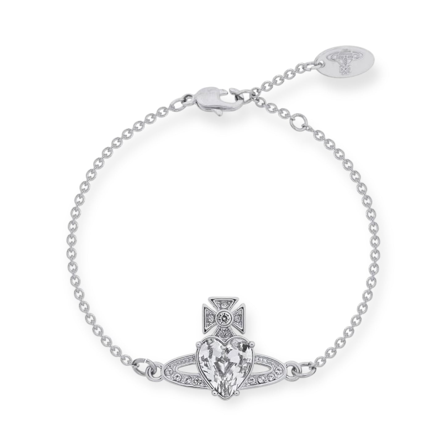 Princess Heart Shaped Gemstone Studded Orb 2D Pendant Bracelet (5 Colors)