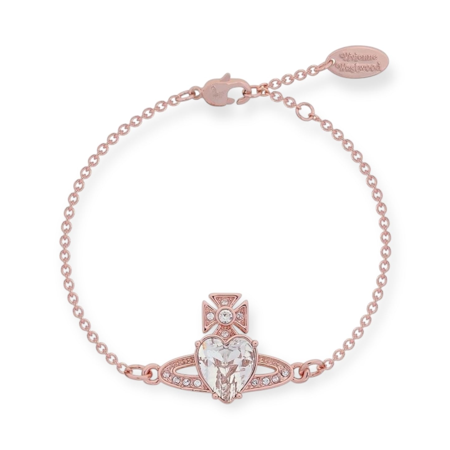 Princess Heart Shaped Gemstone Studded Orb 2D Pendant Bracelet (5 Colors)