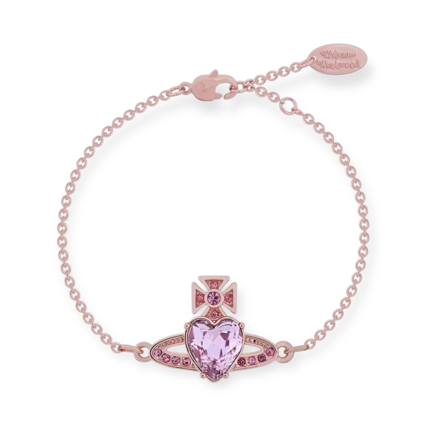 Princess Heart Shaped Gemstone Studded Orb 2D Pendant Bracelet (5 Colors)