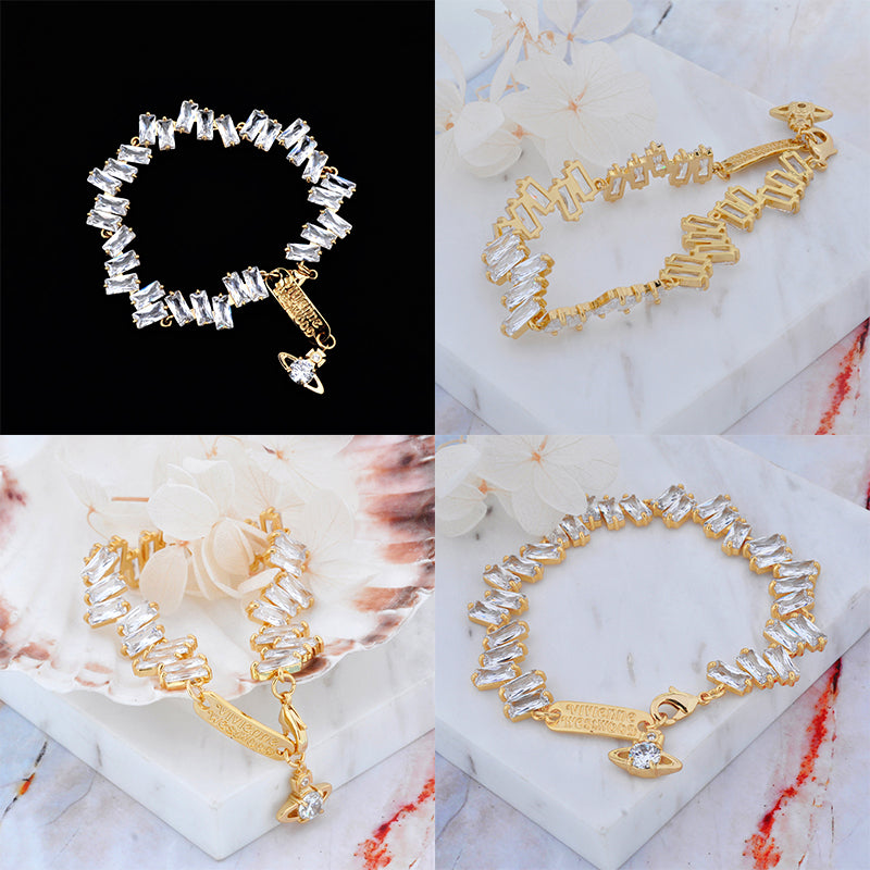 Crystal Shards Hanging Orb Pendant Gold & Silver Bracelet (2 Colors)