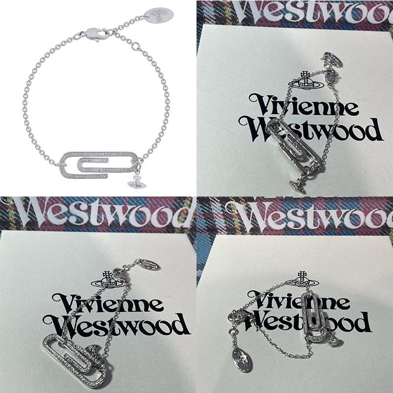 Gem Studded Paperclip Mini Hanging Orb Pendant Gold & Silver Bracelet (2 Colors)