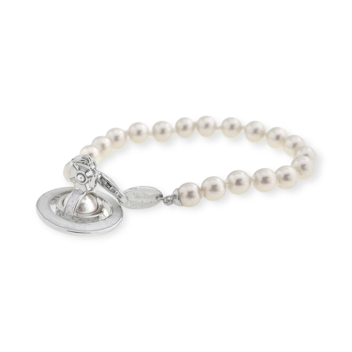 Mini Pearl Orb Hanging Pendant Colored Striped Rim Design Pendant Bracelet (6 Colors)