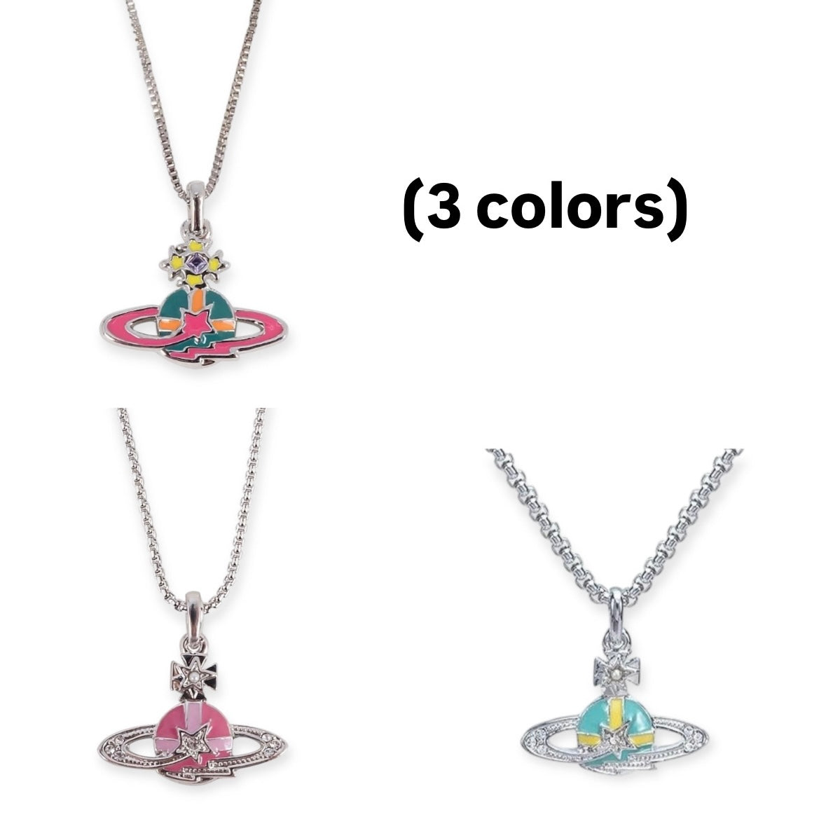 Multicolor Mini 10MM Orb Shooting Star Saturn Necklace (3 colors)