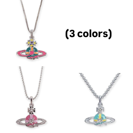 Multicolor Mini 10MM Orb Shooting Star Saturn Necklace (3 colors)