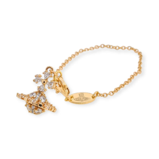 Multi Gem Crystal Design 3D Abstract Hanging Orb Pendant Gold & Silver Bracelet (2 Colors)