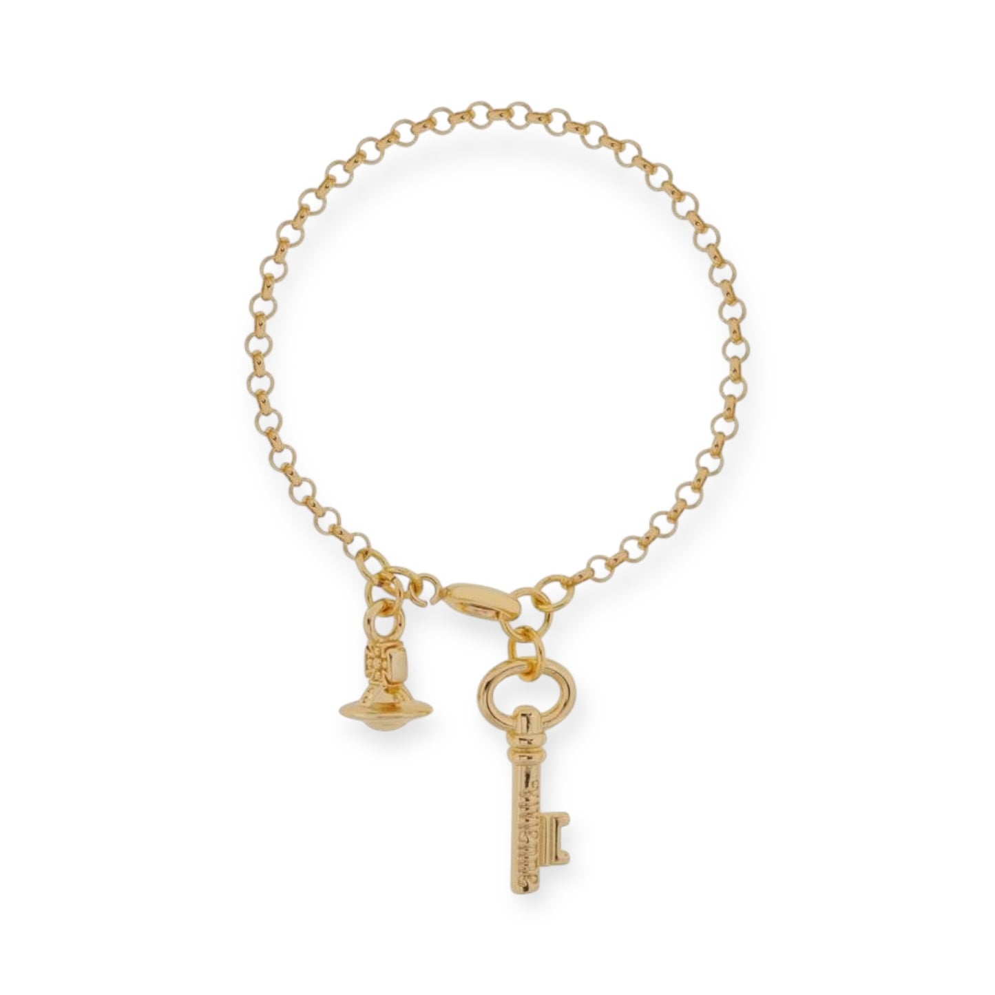 Key Pendant Orb Charm Hanging Gold & Silver Bracelet (2 Colors)