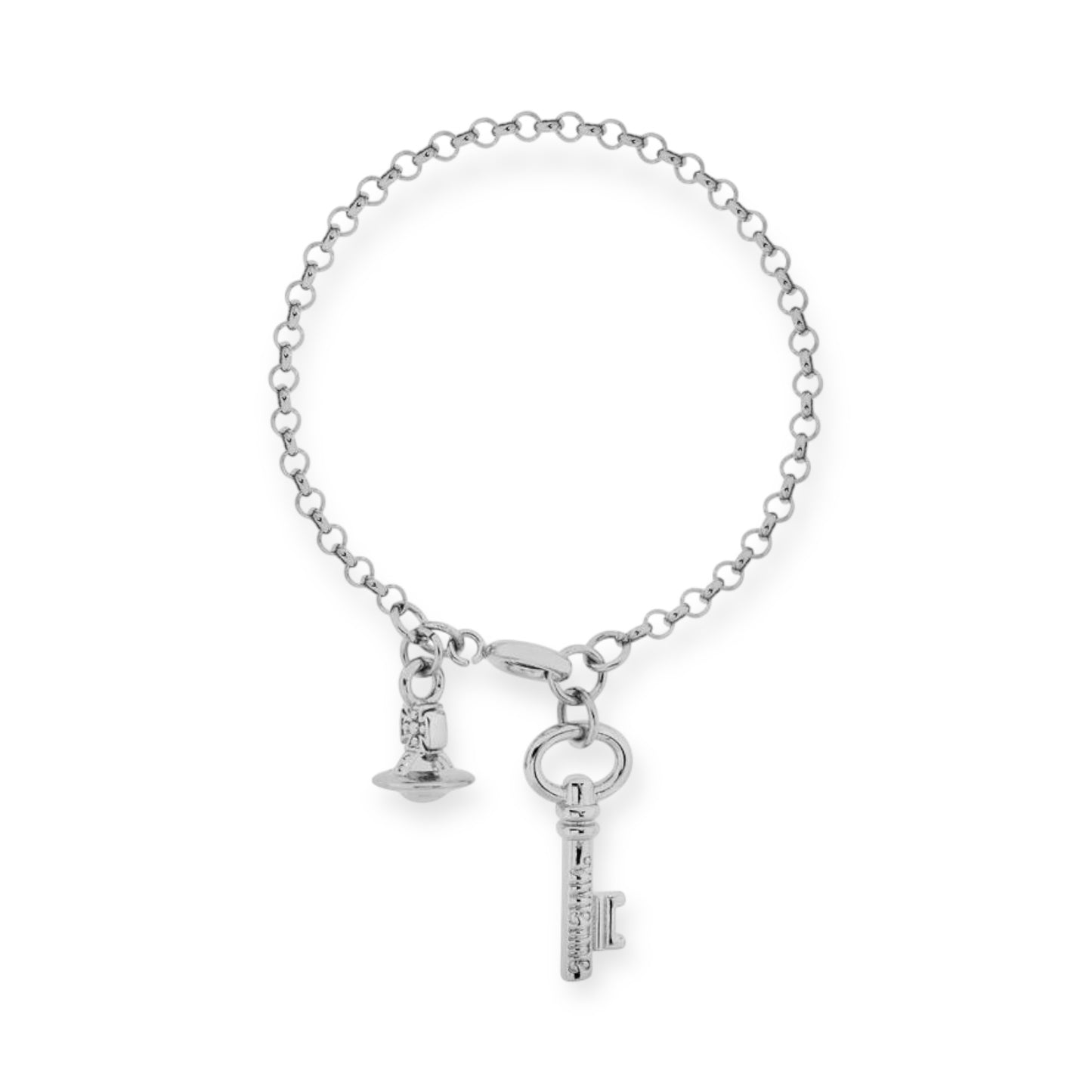 Key Pendant Orb Charm Hanging Gold & Silver Bracelet (2 Colors)