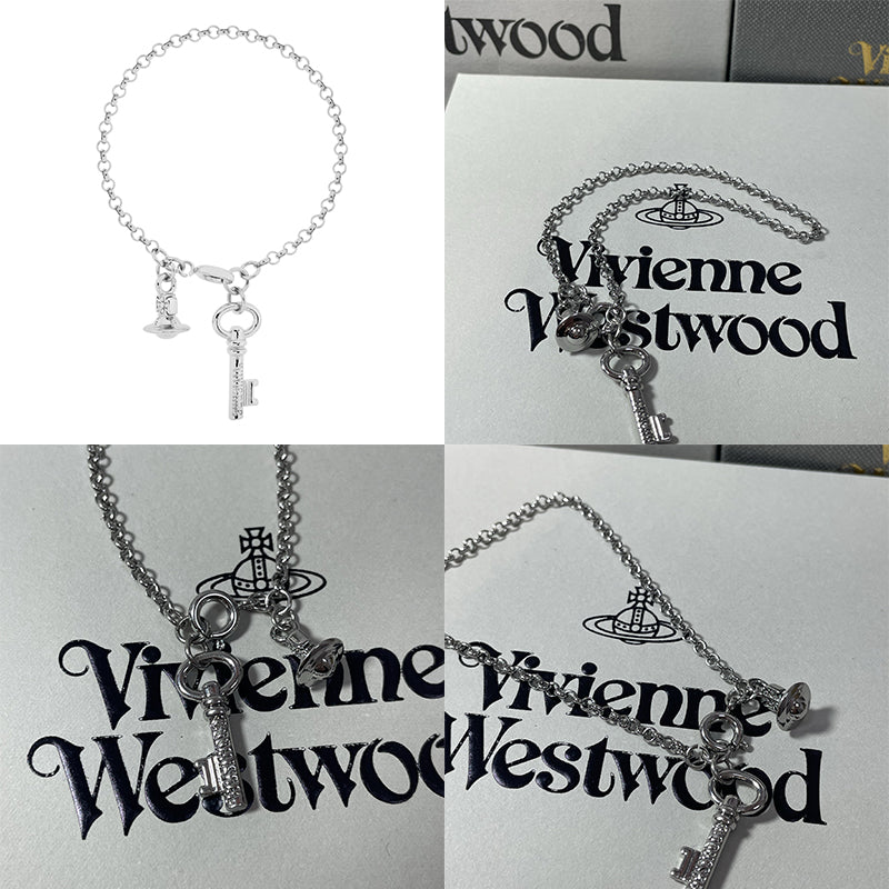 Key Pendant Orb Charm Hanging Gold & Silver Bracelet (2 Colors)