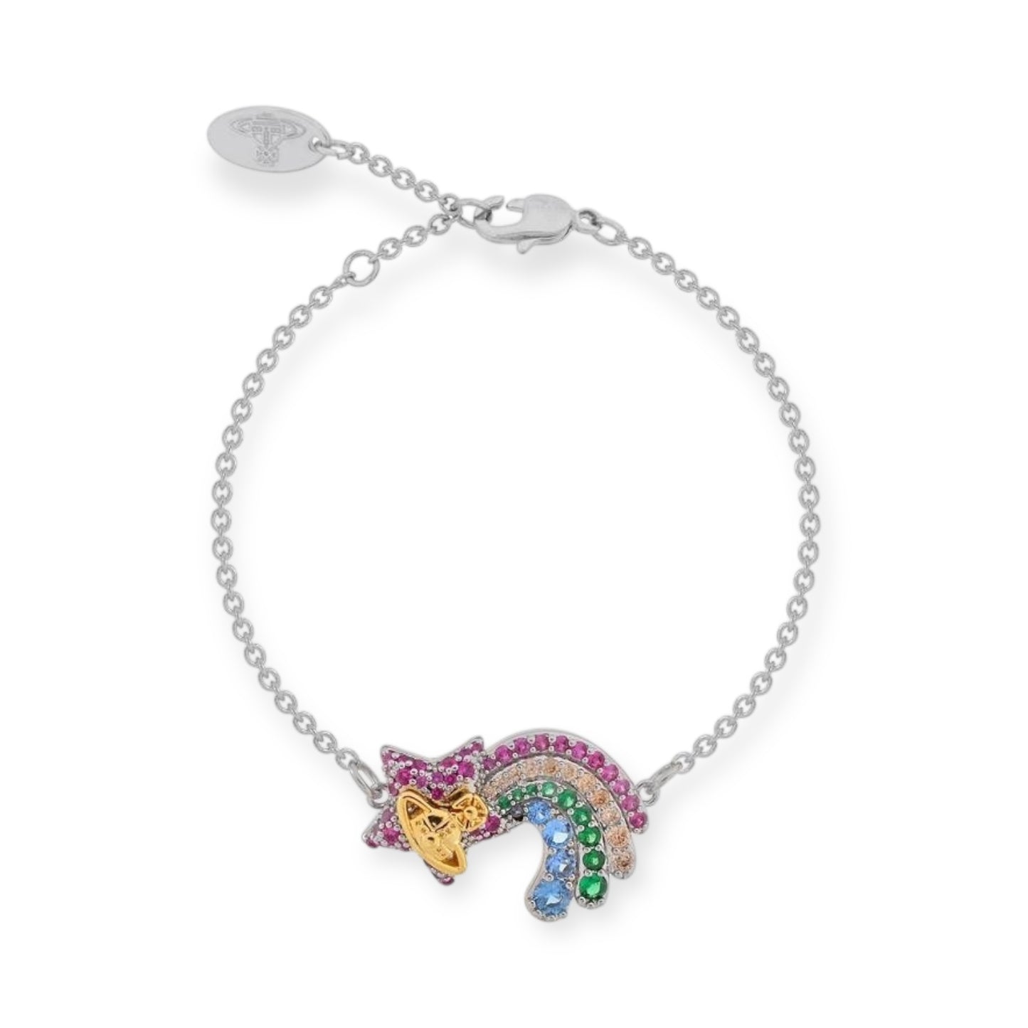 Shooting Rainbow Star Multicolored Orb Design Pendant Gold & Silver Bracelet (2 Colors)