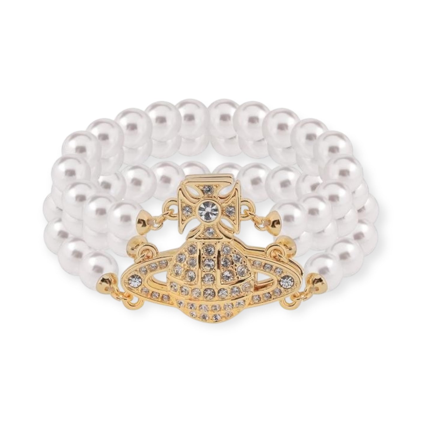 Triple Layer Beaded Magnetic Orb Pendant Gold & Silver Bracelet (2 Colors)