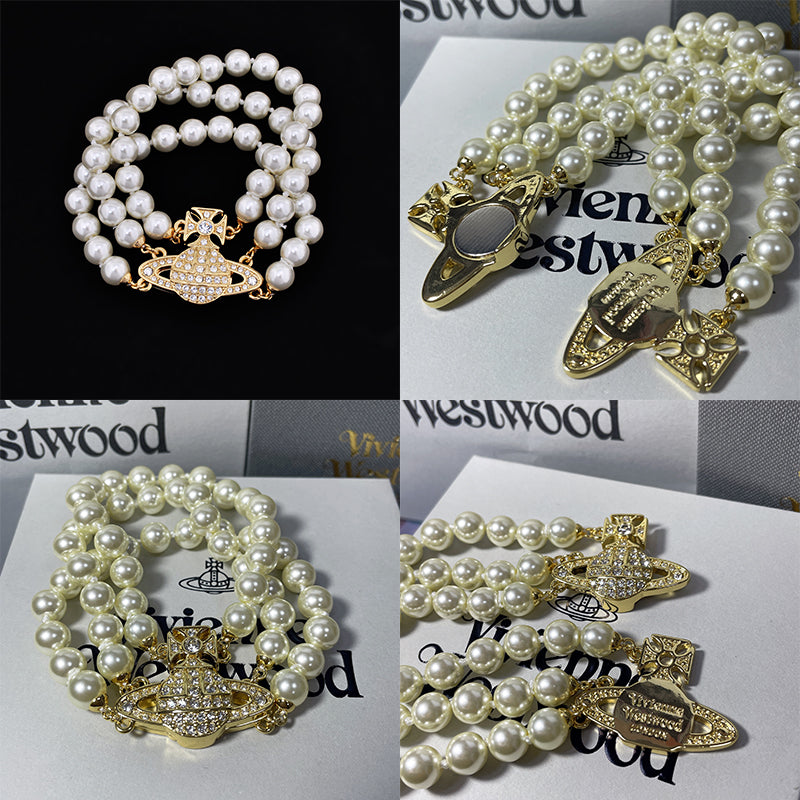 Triple Layer Beaded Magnetic Orb Pendant Gold & Silver Bracelet (2 Colors)