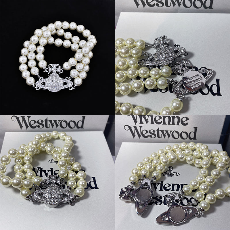 Triple Layer Beaded Magnetic Orb Pendant Gold & Silver Bracelet (2 Colors)