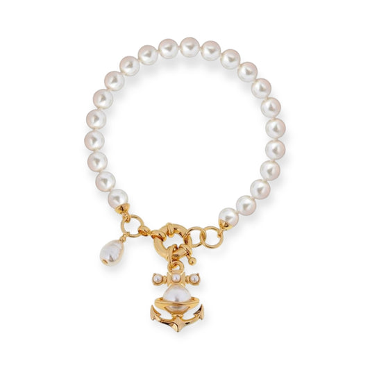 Anchor Pearl Pendant Gold & Silver Bracelet (2 Colors)