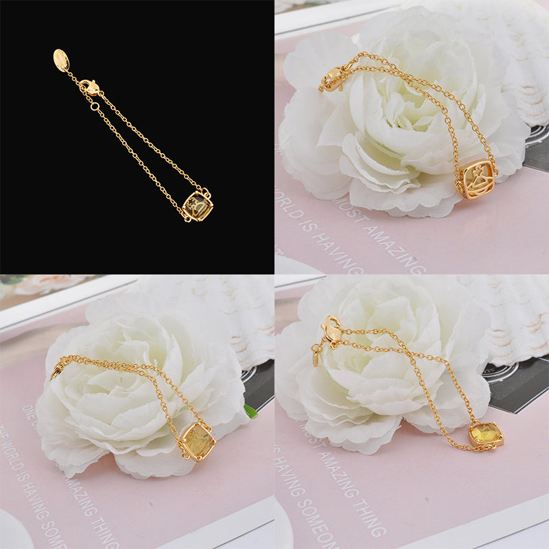 Colored Glass Square Orb Design Pendant Bracelet (3 Colors)