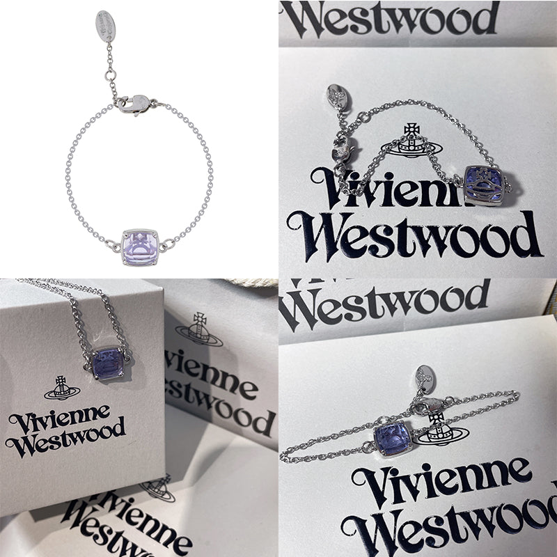 Colored Glass Square Orb Design Pendant Bracelet (3 Colors)