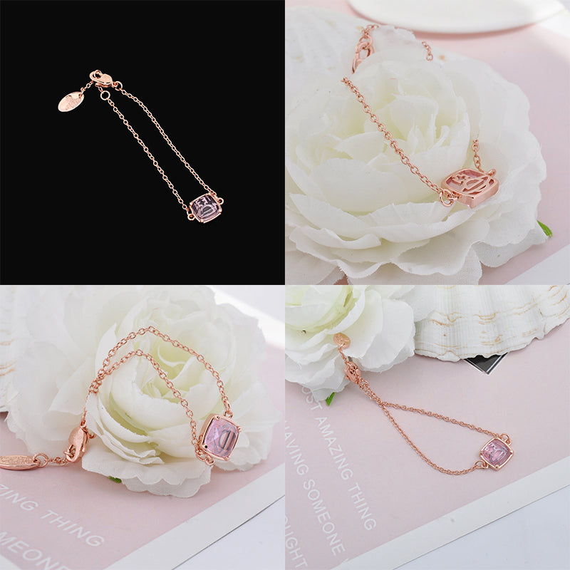 Colored Glass Square Orb Design Pendant Bracelet (3 Colors)