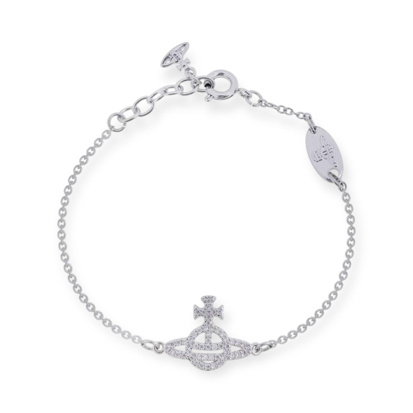 Gem Studded Encrusted Outline Orb Pendant Bracelet