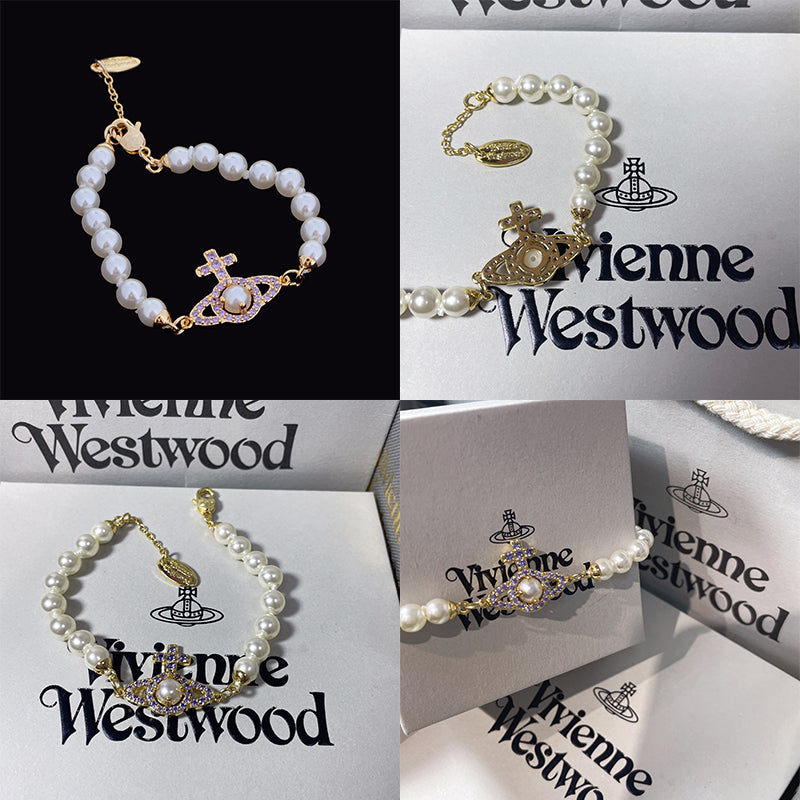 Beaded Pearl Gem Studded Pendant Orb Bracelet (3 Colors)