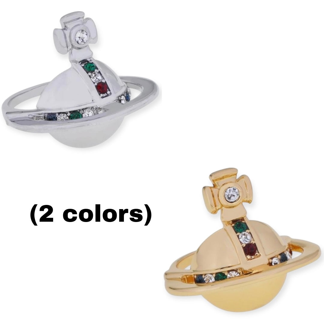 Solid Gem Detail Half Orb Ring Gold & Silver (2 colors)