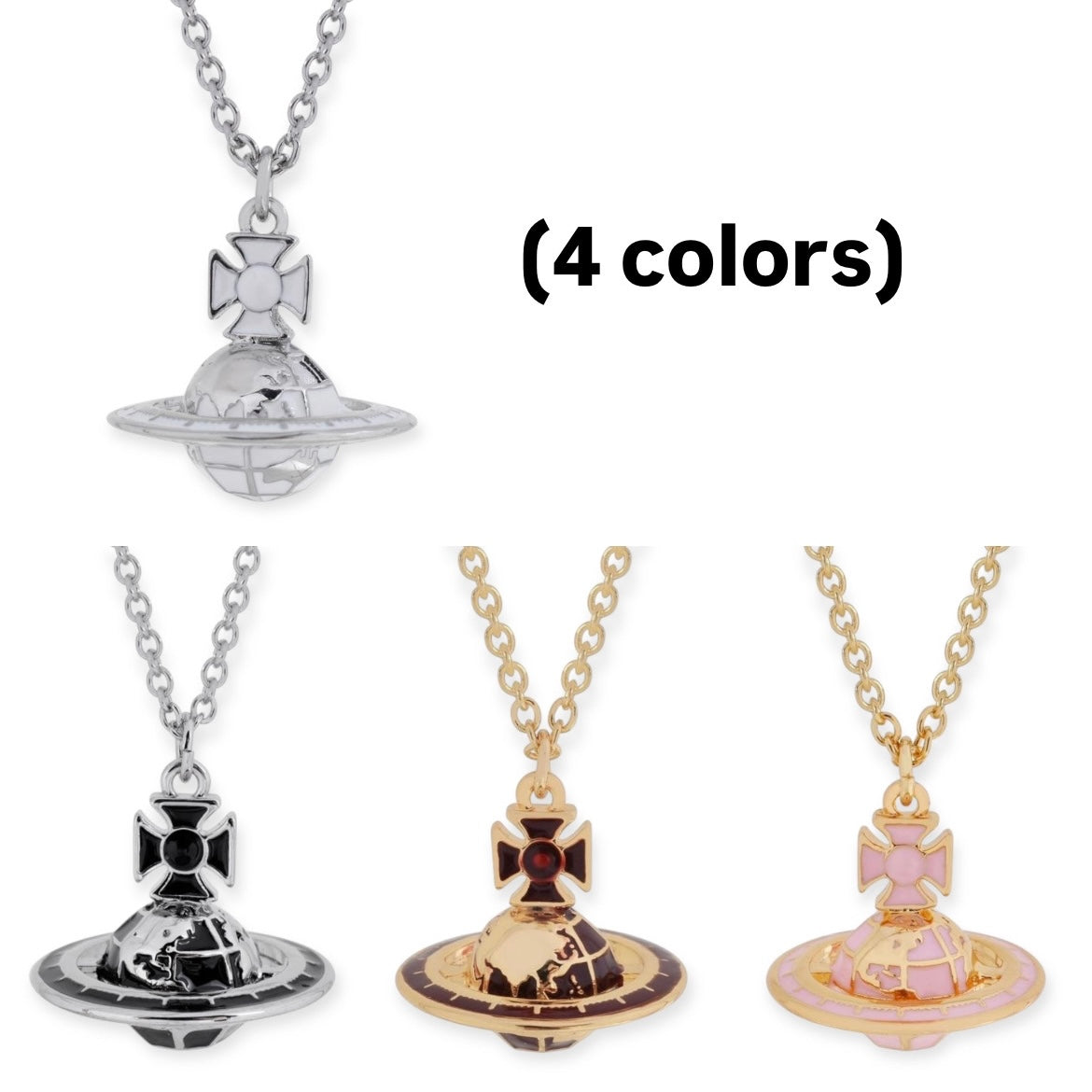 Earth Globe Abstract Design Orb Pendant Necklace (4 Colors)