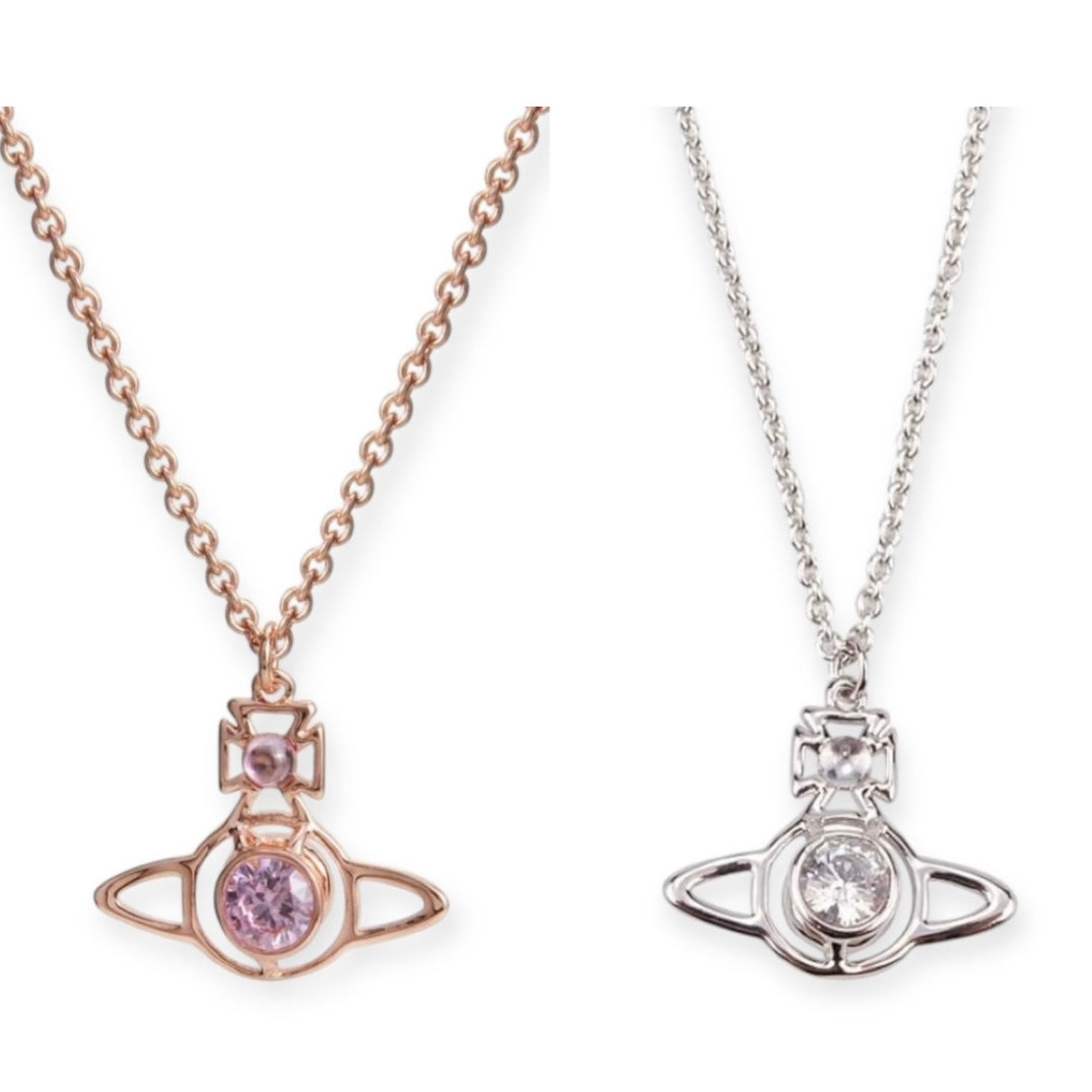 Middle Gem Outline Pendant Orb Necklace (2 colors)