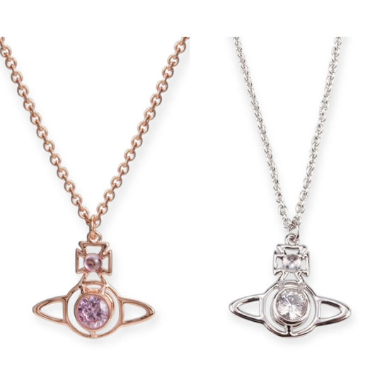 Middle Gem Outline Pendant Orb Necklace (2 colors)