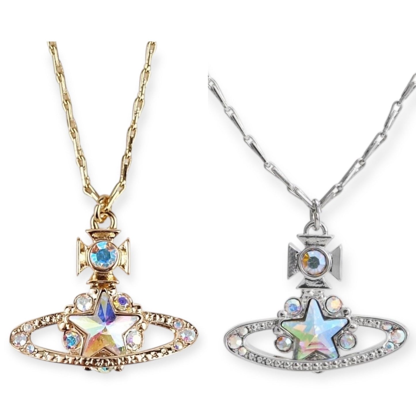 Star Pendant Orb Necklace Gold & Silver *2 colors*
