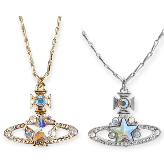 Star Pendant Orb Necklace Gold & Silver *2 colors*