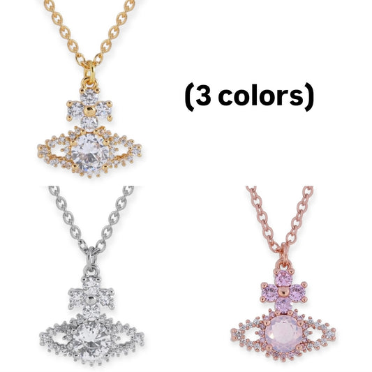 Crystallised Abstract Gem Studded Pendant Orb Necklace (3 Colors)