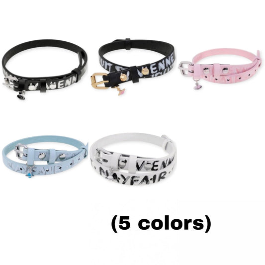 Statement Orb Design Leather Belt Choker Necklace / Bracelet (5 Colors)