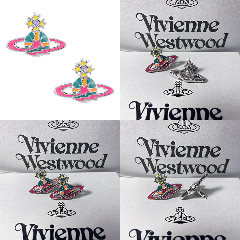 Multicolor Mini Orb Shooting Star Saturn Earrings (3 Colors)