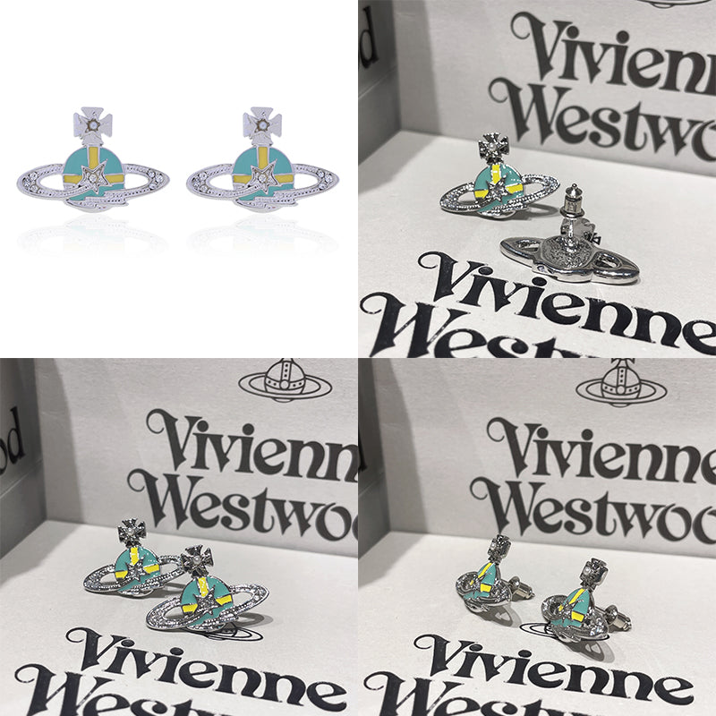 Multicolor Mini Orb Shooting Star Saturn Earrings (3 Colors)