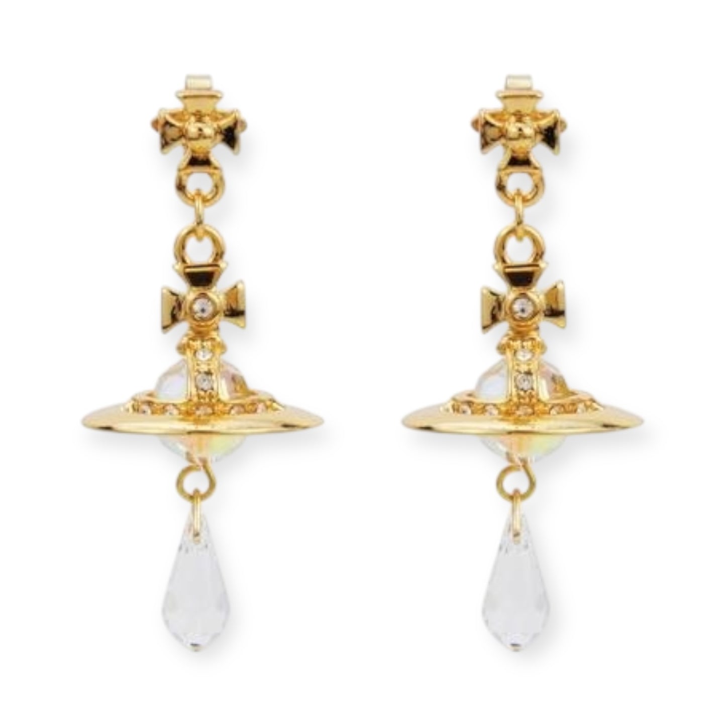 Crystal Orb Water Drop Pendant Earrings (4 Colors)