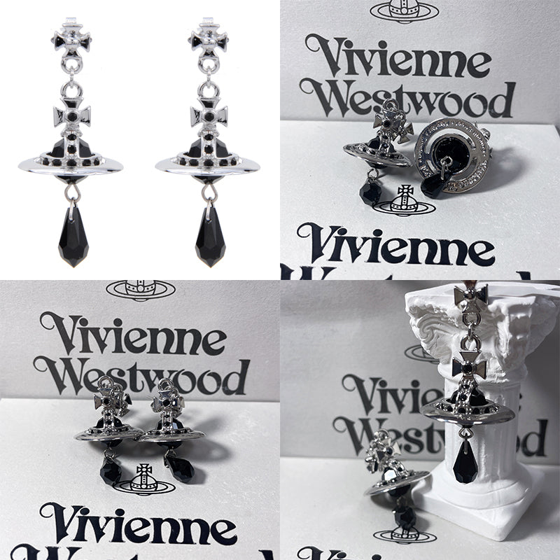 Crystal Orb Water Drop Pendant Earrings (4 Colors)