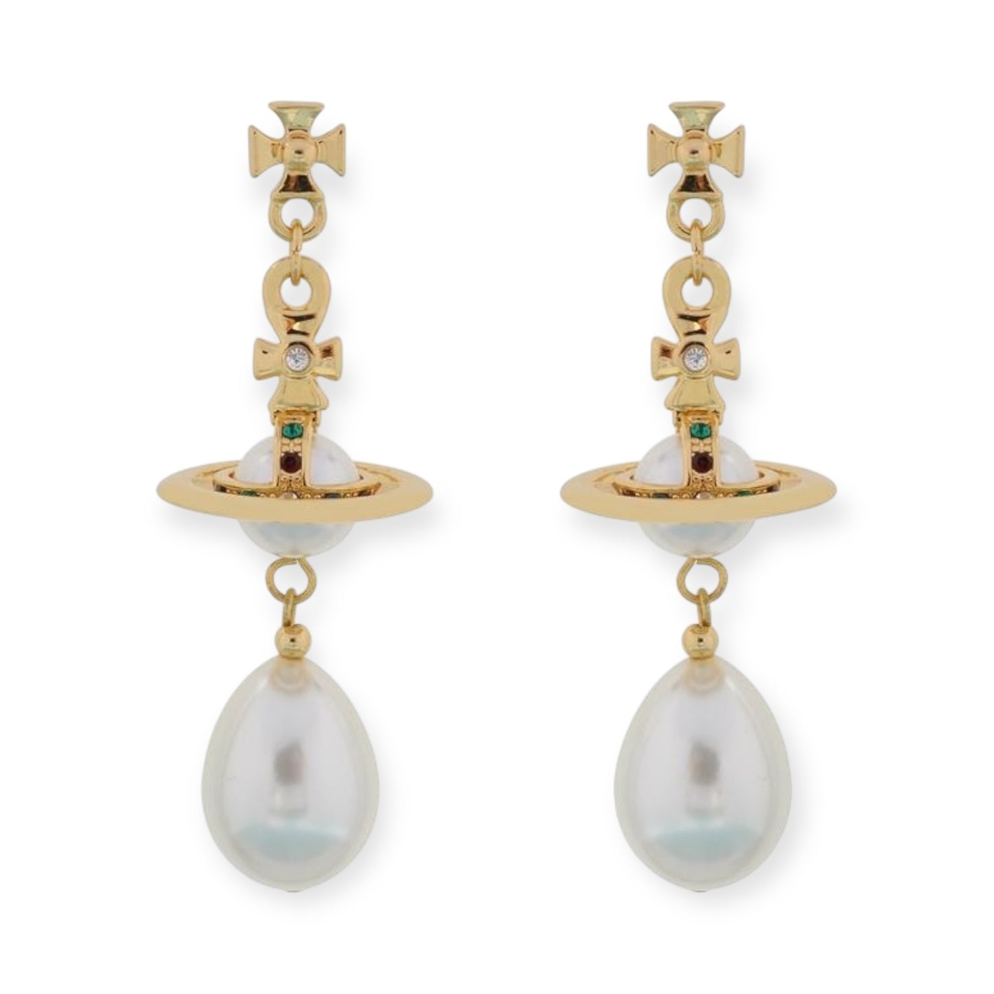 Jumbo Pearl Tear Drop Orb Pendant Earrings Gold & Silver (2 Colors)