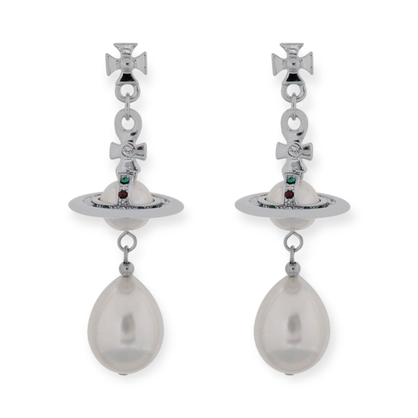 Jumbo Pearl Tear Drop Orb Pendant Earrings Gold & Silver (2 Colors)