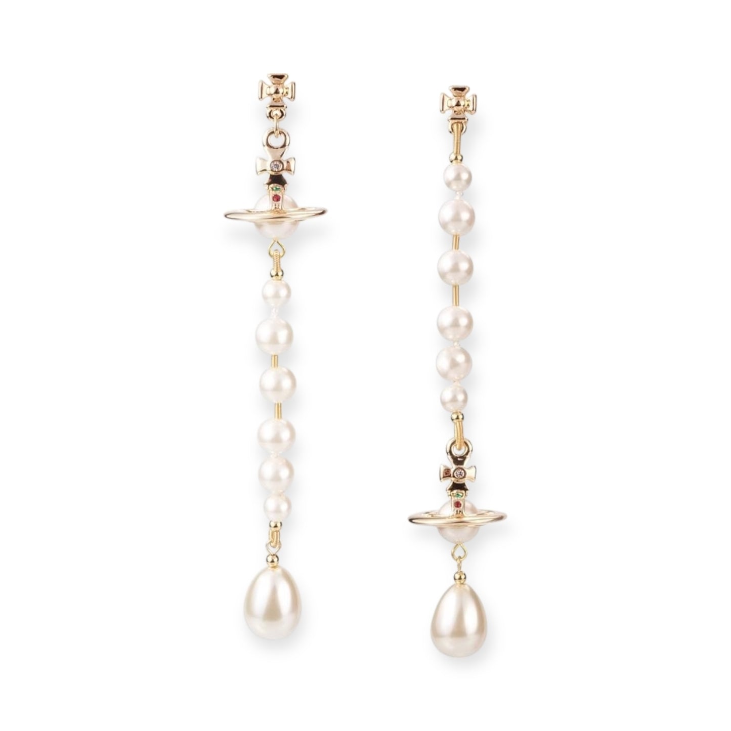 Multi Link Broken Pearl Water Drop Earrings Gold & Silver (2 Colors)