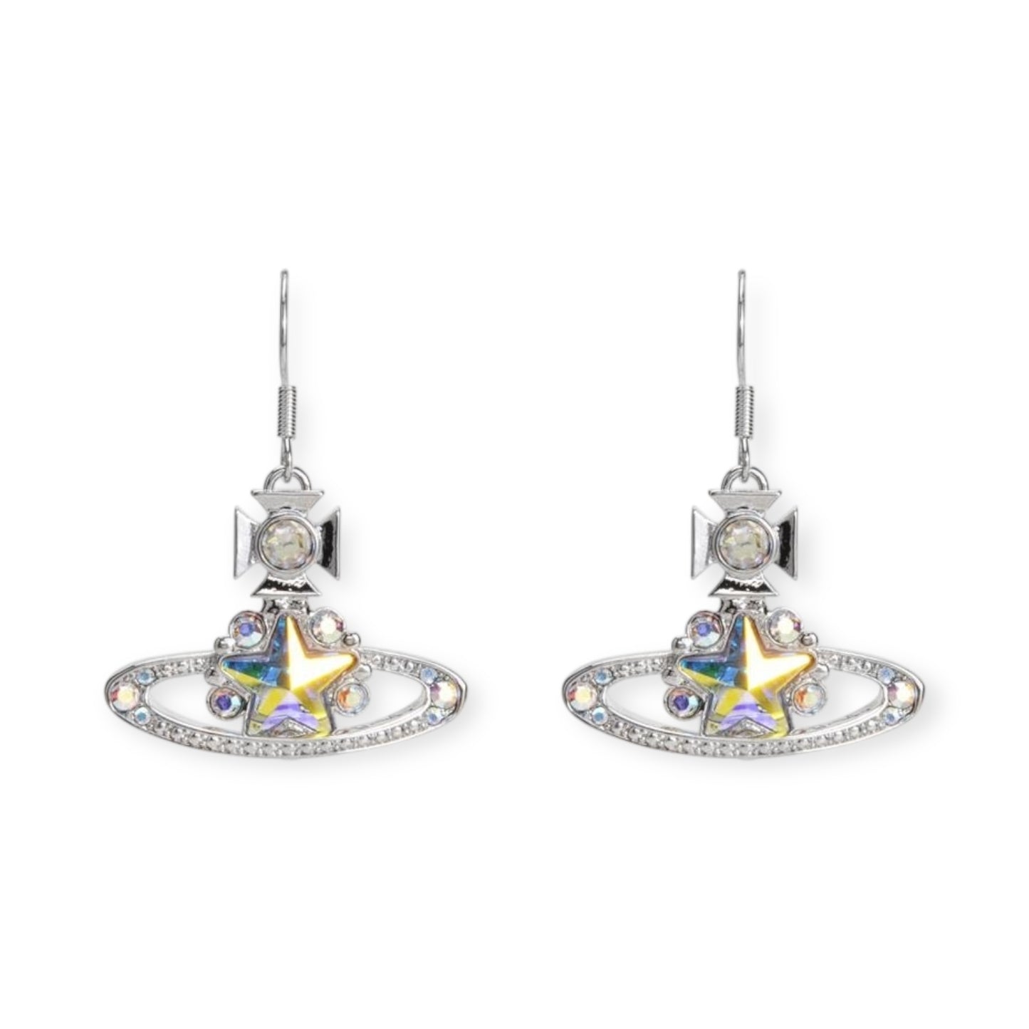 Star Pendant Orb Earrings Gold & Silver (2 Colors)