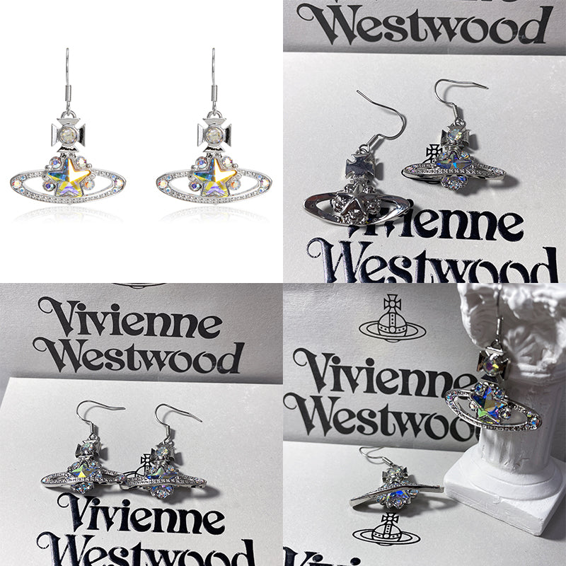 Star Pendant Orb Earrings Gold & Silver (2 Colors)