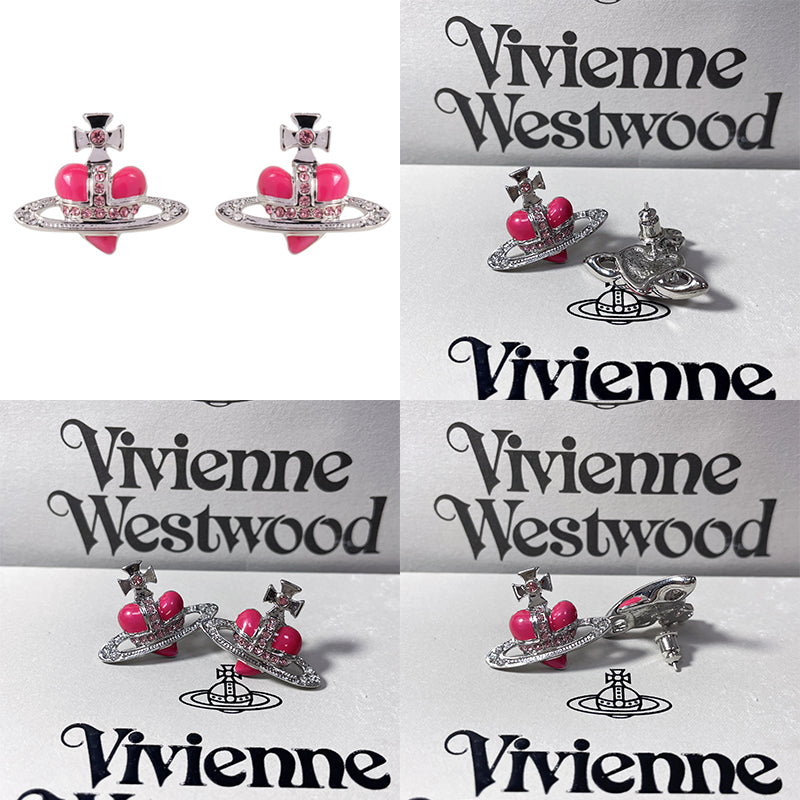 Mini Heart Orb Design Silver Earrings (5 Colors)