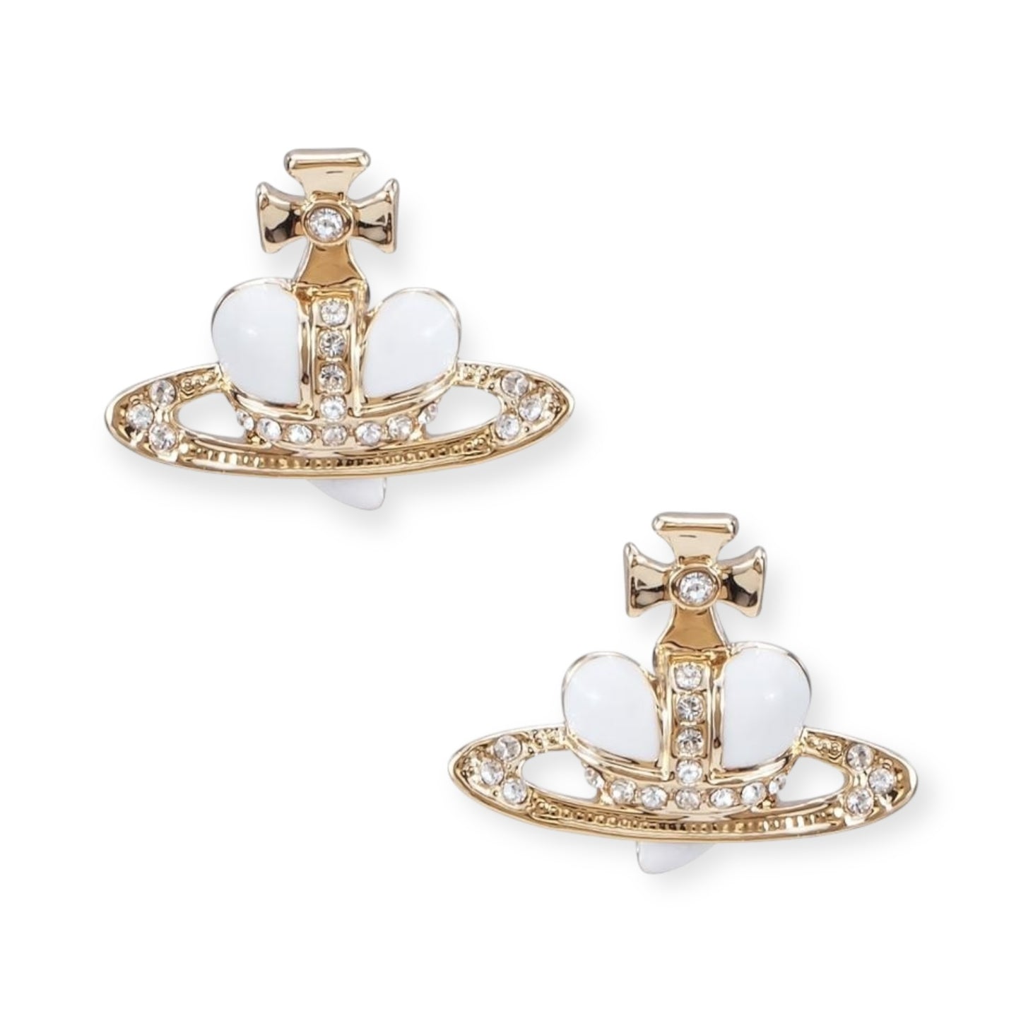 Mini Heart Orb Design Gold Earrings (7 Colors)