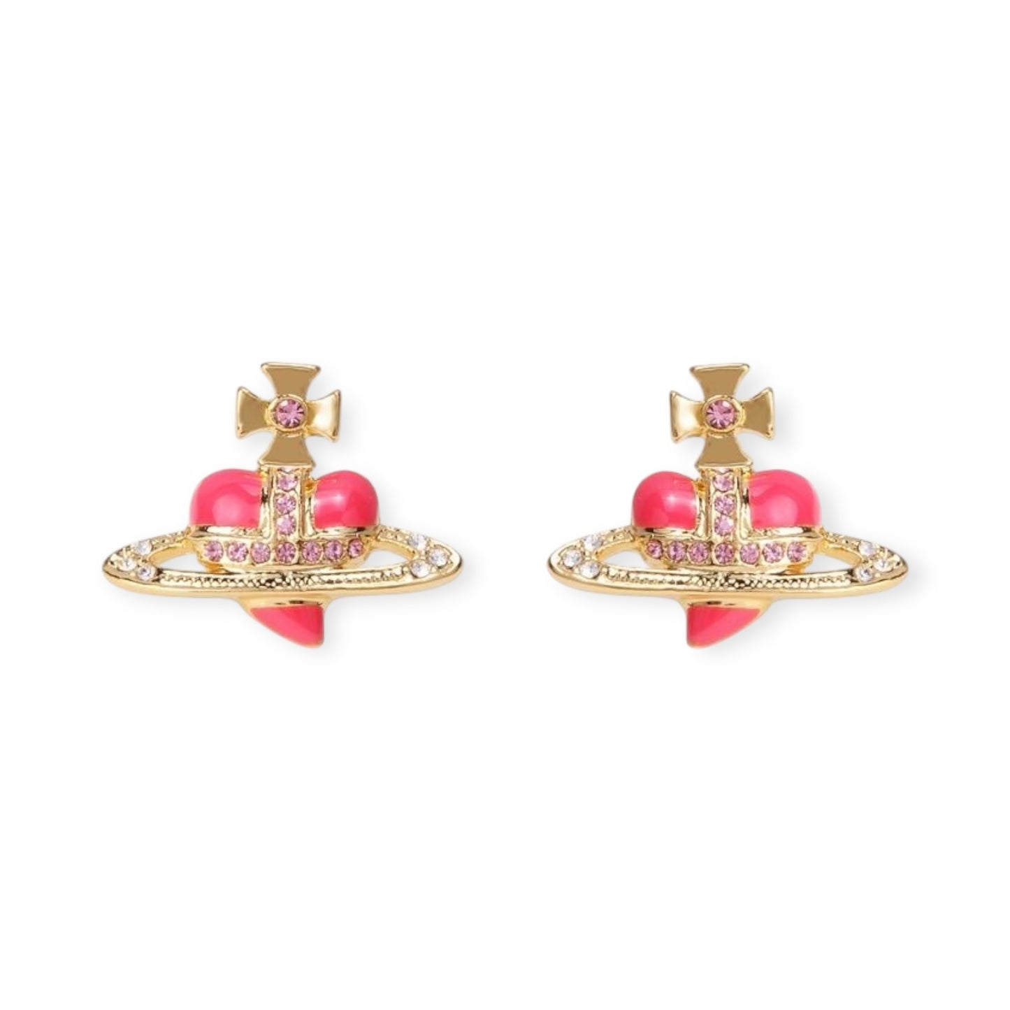 Mini Heart Orb Design Gold Earrings (7 Colors)