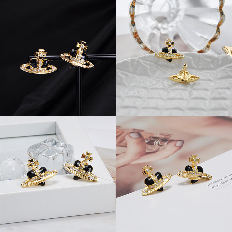 Mini Heart Orb Design Gold Earrings (7 Colors)