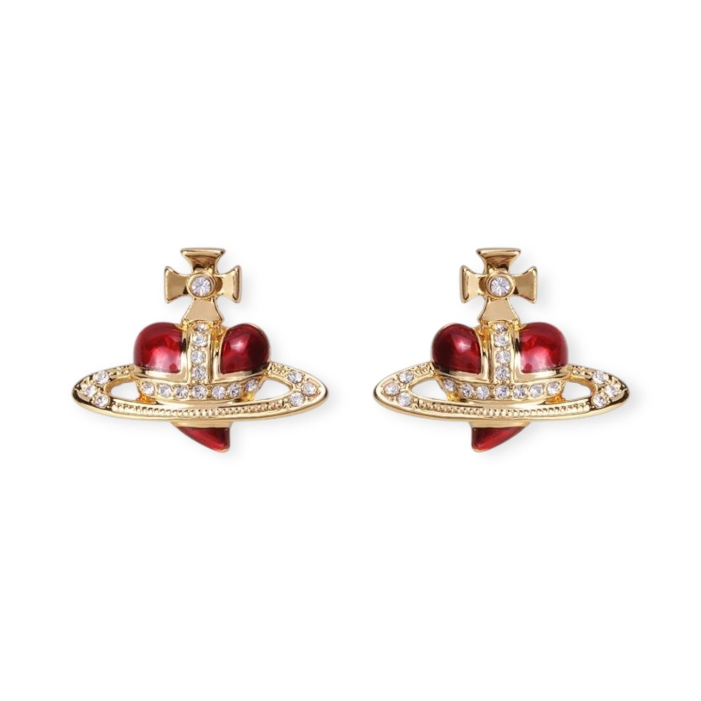 Mini Heart Orb Design Gold Earrings (7 Colors)